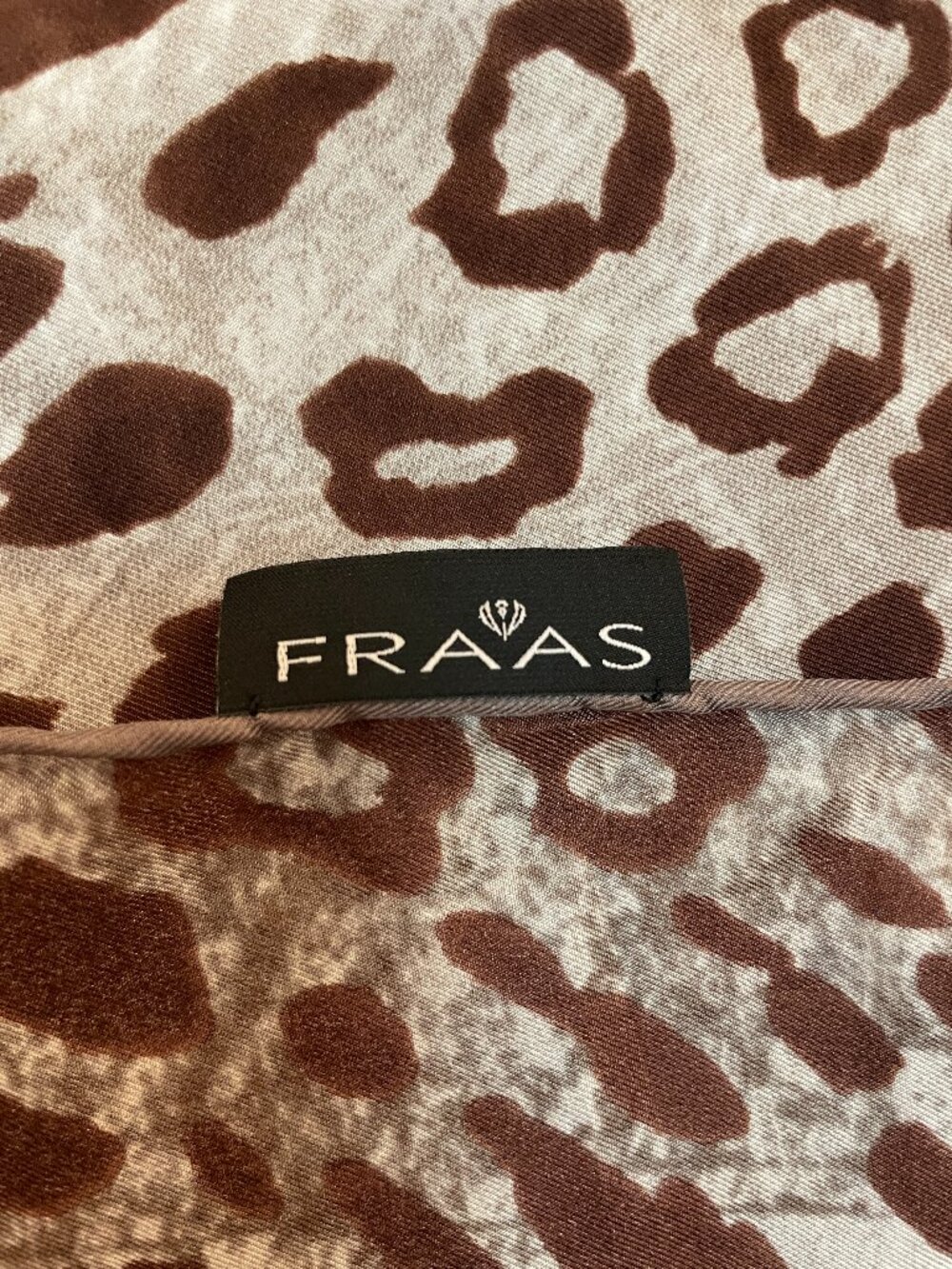 Fraas Leopard Print Silk Scarf 34x35 Animal Print Hand Rolled Edges - Picture 7 of 10
